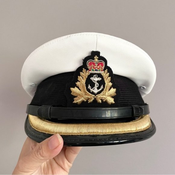 Logistik Unicorp Other - Royal Canadian Navy RCN Gold Embossed Peaked Naval Officer Cap Hat - 6¾ / S 🇨🇦